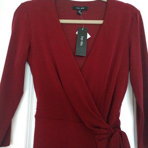 Wine colored wrap dress from Neiman Marcus